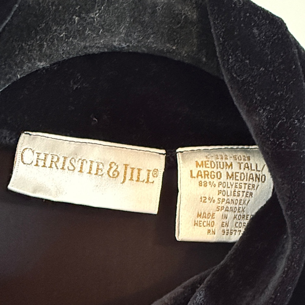 Vintage Christie & Jill Black Velvet Turtleneck Top Size Medium Tall - Picture 2 of 6